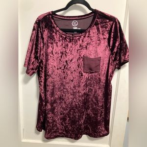 Maurice’s velvet top in burgundy 1X